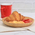 Bamboo Dinner Plates Set of 2, 7.5-inch Wooden Serving Plates with Raised Edges for Snack/Dessert, Round Lightweight Dishes Doubles as Pasta Bowls for Fruit/Salads, Wide and Shallow