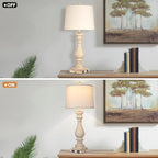 27.5" Tall Farmhouse Lamp,Vintage Bedside Nightstand Lamps with USB Charging Ports A/C,3-Way Dimmable Touch Control Retro Lamp for Bedroom Living Room,Single Beige