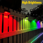 Brighter Solar Fence Lights 4 Pack, RGB 8 Colors, Dusk to Dawn Deck Light, Fence Solar Lights Outdoor IP65 Waterproof, Solar Outdoor Lights for Backyard/Railing/Wall/Step/Patio(Black)