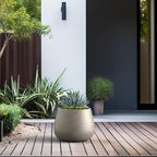 Kante Curva Series Planter, 10.2 Inch Round Concrete Flower Pot with Draiange Hole and Rubber Plug, Suitable for Indoor Plants, Home, Garden, Patio, Weathered Concrete
