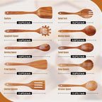Wooden Spoons for Cooking, Wooden Utensils for Cooking Natural Teak Wooden Kitchen Utensils Set Comfort Grip (10 PCS SET)