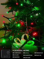 Red Green Solar Christmas Lights Outdoor Decorations Waterproof, Tatal 4 Pack 400LED 132FT Solar String Lights Green Wire with 8 Modes, Christmas Fairy Light for Xmas Tree Party Wedding Garden Decor