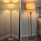 Oneach 63" Modern Floor Lamp for Living Room, Gold Boho Standing Lamp with Unique Rope Design, Rotary Switch, Farmhouse Tall Lamps for Bedroom Office Dining Room (Without Bulb)