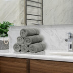 Luxury Hotel & Spa Collection, Quick Dry 100% Turkish Cotton 700 GSM, Eco Friendly Towel, for Bathroom, Gymand Kitchen Dobby Border Soft Hand Towel Set 16 X 30, Gray, Hand Towels - Set of 6