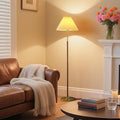 Pleated Lampshade Floor Lamp for Living Room Corners Bedrooms Bedside Offices Farmhouse, Golden Base, Bright 12W Tri Color Dimming Reading Light, Modern Cute Unique Retro Standing lamp