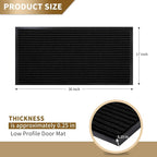 Yimobra Front Door Mat Outdoor Indoor Entrance, 100% Waterproof All-Season All Weather Doormat, Welcome Matt Outside Entry, Non Slip, Low Profile, Heavy Duty Patio Porch Floor Mats,36 x 17,Black