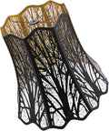 Etched Court Style Metal Lamp Shade, Large Upper and Lower Wave Lampshade with Forest Tree Pattern, 10"Top x 16" Bottom x 14.75" High, lron Cover shade for Table Lamps, Floor Lamps (Black/Gold)
