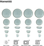 Eur-Nordic Shape Raising Rim 20pc Dinnerware Set, Shiny Glaze Grey with Speckle Effect