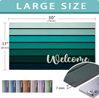Bulijojo Sage Green Entrance Door Mat Large 17 x 30 Inch Entry Way Doormat Front Door Rug Outdoor Heavy Duty Welcome Mat, Non Slip Rubber Back Low Profile