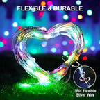 JMEXSUSS 4 Pack 100 LED Solar Christmas Lights, 33ft Solar String Lights Outdoor Waterproof, 8 Modes Multicolor Solar Fairy Lights for Garden Yard Tree Christmas Decorations