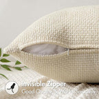 MIULEE Pack of 2 Couch Throw Pillow Covers 20x20 Inch Neutral Cream Modern Boho Accent Decorative Pillow Covers Soft Chenille Farmhouse Cushion Covers for Home Decor Bed Sofa Living Room