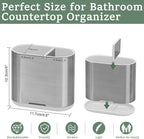 Toothbrush and Toothpaste Holder with Divider for Bathroom Countertop Organizer, 2 Slots Electric Toothbrush Holders Storage Caddy Drainage for Family, Kids (Brushed Silver)