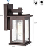 MICSIU Dusk to Dawn Outdoor Wall Light Fixture, Oil Rubbed Bronze Exterior Wall Sconce with Clear Seedy Glass, 12.25 Inch Outside Lights for House, Garden, Garage, Patio, Doorway, Pathway, Balcony.