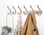 Wall Hooks Heavy Duty, 17 Inch Coat Rack Wall Mount with 6 Hooks,Silver Wall Hooks Hangers for Entryway, Bathroom - for Hanging Backpack, Bag, Coat, Purse, Hat, Towel, Clothes,2 Packs