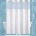 Conbo Mio No Hook Shower Curtain with Snap in Liner Set, Hotel Luxury White Fabric Shower Curtains for Bathroom with See Through Top Window, Washable, Waterproof 71W x 74H