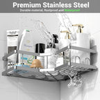 Corner Shower Caddy Bathroom Organizer: Adhesive Shower Rack Bathtub Shelves - 3Pack No Drilling Shower Shelf - Stainless Steel Rustproof Bath Tub Organizer