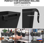 5 Pack Hanging Cup Holders, Multipurpose Rolling Cart Accessories Utility Cart Accessories For Art Craft Supplies, Space Saving Hanging Storage Basket Pencil Holder Makeup Organizers (Black)