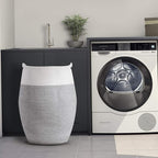 Cotton Rope Laundry Hamper by YOUDENOVA, 105L - Woven Collapsible Laundry Basket - Clothes Storage Basket for Blankets, Laundry Room Organizing, Bedroom Storage, Clothes Hamper – Grey & White