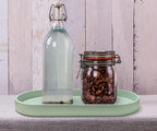 Green Small Tray (11.8 inch), Oval Tray for Kitchen Counter, Bathtub Bathroom Vanity Items, Countertop Organizer, Coffee Accessory, Bar, Serving Seasoning, Salt and Pepper, Soap, Perfume.