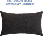 Jeneoo Graphite Grey Decorative Long Lumbar Thick Throw Pillow Covers Fine Textured Boucle Couch Cushion Case for Sofa Decor, Set of 1, 14 x 26 Inch