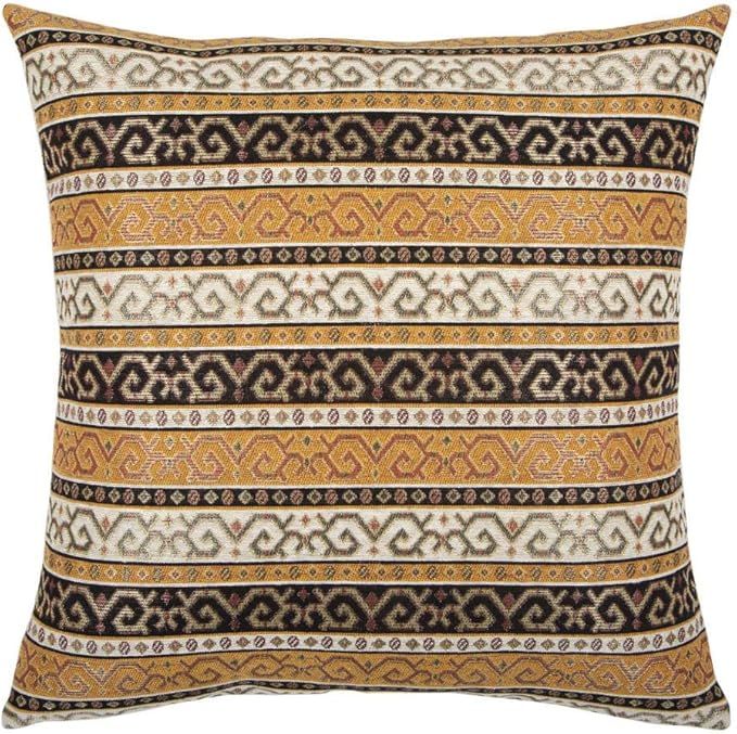 Kilim Throw Pillow Covers Mustard Yellow and Black - 20 x 20 Inches Boho Decor for Couch, Decorative Pillows, Bohemian Outdoor Case for Farmhouse, Cushions for Living Room, Patio