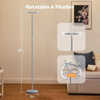 Silver Gray RGBCW Floor Lamp, Bright Color Changing RGB Standing Lamp, Modern Stepless Dimmable LED Tall Lamp with Remote Control, 20W 3000-6000K Floor Lamps for Living Room, Bedroom, Office