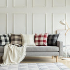 MIULEE Pack of 2 Christmas Farmhouse Checkers Buffalo Plaids Polyester Linen Soft Soild Square Porch Throw Pillow Covers Home Decor Cushion Case for Sofa Bedroom Outdoor 20 x 20 Inch Red and White