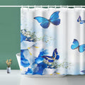 Shower Curtain, Fabric Shower Curtain Liner Butterfly Blue Shower Stall Curtain with 12 Hooks for Home Hotel Shower Curtains for Bathroom Waterproof Shower Curtain (72" X 72")