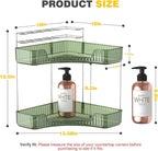 2-Tier Corner Bathroom Counter Organizer with Top Toothbrush Holders,Large Makeup Organizer Countertop with Brush Holder,Skincare Organizers Corner,Exquisite Vanity Organizer(Green, 2 Tier)