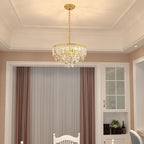 Gold Crystal Chandeliers Modern Contemporary Round Dining Room Chandelier 4-Tier 6 Lights Dimmable Top K9 Luxury Ceiling Hanging Pendant Light Fixture for Living Room Bedroom Foyer 18"