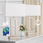 Nightstand Table Lamps for Bedrooms Set of 2 - Touch Bedside Lamp with USB C+A, 3 Way Dimmable Living Room Lamps for End Tables Set of 2(White&Flash-Grey)
