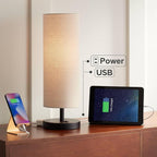 360 Lighting Heyburn 20" High Modern Accent Hotel Style Table Lamp with USB Charging Ports A+C and AC Power Outlet in Base Dark Bronze Oatmeal Cylinder Shade for Living Room Desk Bedroom House