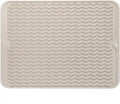 Silicone Dish Drying Mat for Multiple Usage,Easy clean,Eco-friendly,Heat-resistant Silicone Mat for Kitchen Counter or Sink,Refrigerator or drawer liner Tapioca L 16 inches x 12 inches