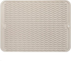Silicone Dish Drying Mat for Multiple Usage,Easy clean,Eco-friendly,Heat-resistant Silicone Mat for Kitchen Counter or Sink,Refrigerator or drawer liner Tapioca L 16 inches x 12 inches