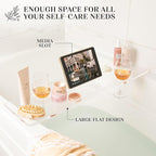 38" Supreme Plus- Luxury Bathtub Tray Caddy- 3/8" Thick, Clear Bath Tub Tray Table for 1 or 2 Bathers, Acrylic Bathtub Caddy, iPad and 2 Wine Glass Holders (Supreme Plus, 38")