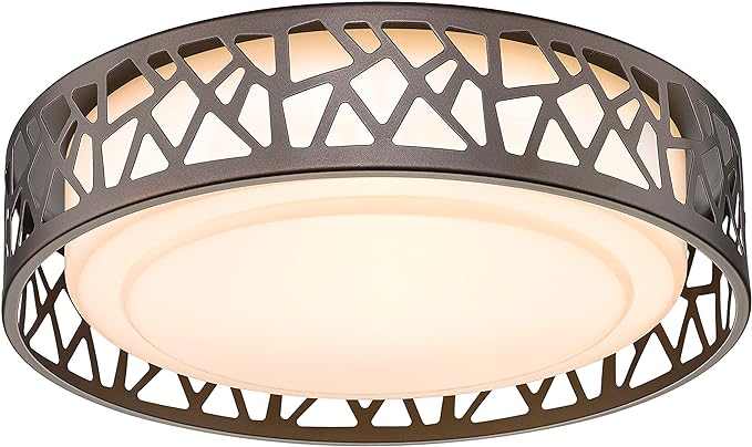 Flush Mount Ceiling Light, 12 inch 15W LED Dimmable Lighting Fixture, 3000K Warm White, Oil Rubbed Bronze Fihished, ETL Listed for Kitchen, Hallway, Bedrooms (Metal Body and Acrylic Shade)