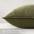 MIULEE Decorative Linen Pillow Covers 16x16 Inch Green Boho Farmhouse Neutral Couch Throw Pillows for Bed Pack of 2 Accent Outdoor Pillowcase Modern Sofa Cushion Livingroom Home Decor