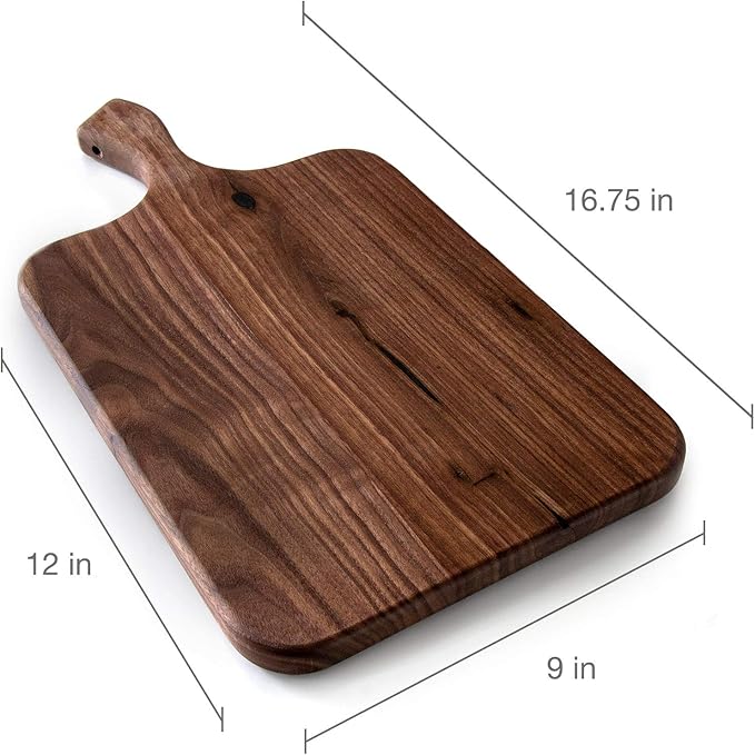 Brazos Home Dark Walnut Wood Cutting Board for Kitchen, Seasoned, Chopping Board, Wood Cheese Board, Charcuterie Platter, Ideal for Serving or Chopping Fruit, Vegetables, Cheese or Meat, 16 x 8, Large