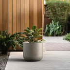 Kante 13.8-Inch Dia Round Concrete Planter, Indoor & Outdoor Garden Pot with Drainage Hole & Rubber Plug, Ideal for Flower and Tree, Weathered Concrete