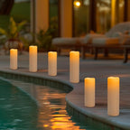 4" x 12" Large Waterproof Outdoor Flameless Candles Battery Operated LED Flickering Pillar Candles with Remote and Timer for Indoor Outdoor Lanterns, Off White, Long Lasting, Set of 2