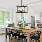 Dining Room Light Fixture,Farmhouse Geometric Chandeliers Black and Gold Kitchen Island Light,6-Light Modern Industrial Chandelier for Foyer Entryway Stairway,UL-Listed