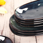 Ceramic Serving Platters - Set of 4 Oval Salad Plates for Entertaining, Modern Kitchen Dishes for Dinner, Fruit, Salad, Serving Trays, Oval Plates, 13.6 Inch