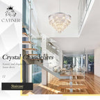 Large Crystal Chandeliers Modern Chrome 30” Chandelier for Foyer Staircase Luxury 5 Tiers 16 Lights K9 Ceiling Pendant Lighting Fixture for Living Room Dining Room Bedroom