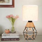 Hamilyeah Boho Table Lamps, Woven Table Lamp for Nightstand with On/Off Switch, Farmhouse Beside Lamp for Bedroom, Industrial Table Lamp for Living Room