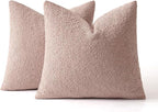 MIULEE 20x20 Inch Decorative Pillow Covers for Couch Bed Set of 2 Textured Boucle Neutral Winter Throw Pillows Pink Accent Solid Cushion Pillowcases Sofa Livingroom Home Decor
