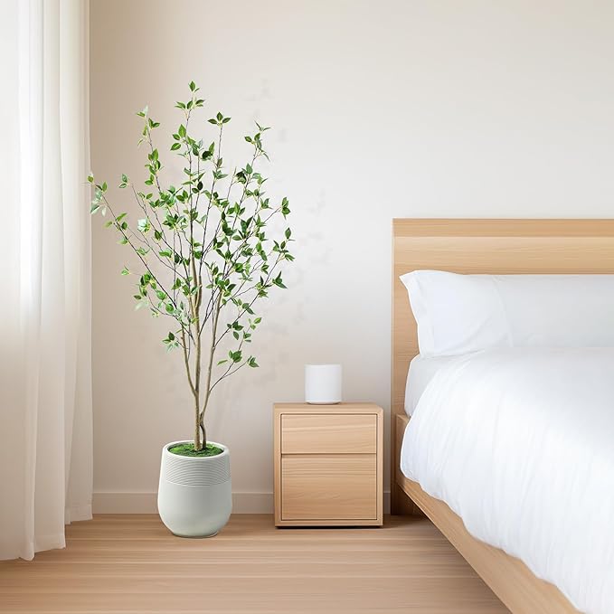 Bellacat 5ft Artificial Minimalist Citrus Tree with Lifelike Leaves, 60in Faux Citrus Tree with Realistic Trunks, Faux Tree Indoor Outdoor for Home Office Living Room Bedroom Porch Decor.
