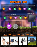 2-Pack 100 LED Purple Orange and Green Solar Halloween Lights Outdoor - 64FT Crystal Globe Waterproof Solar String Lights with 8 Lighting Modes for Halloween Decorations, Garden, Patio, Party, Porch