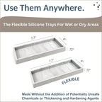 Countertop and Vanity Tray - 2 PC Small 7.7" Silicone Bathroom Trays, Kitchen Soap Tray, Dish Sponge Soap Holder Kitchen Sink Organizer Caddy, Bathroom Counter Trays for Lotion Dispenser