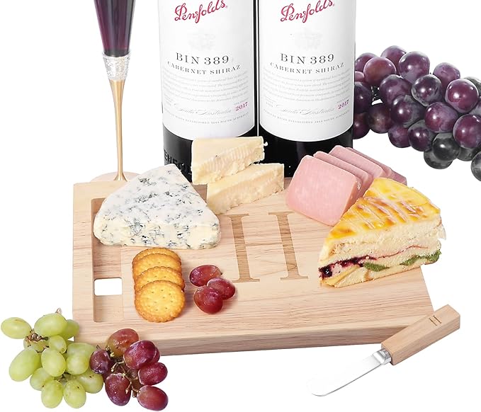 Miicol Wood Charcuterie Board, Monogram Cheese Board 10 Inch, Personalized Initial Cutting Board with Spreader, Unique Housewarming Gift, Ideal for Kitchen, Home, Letter H