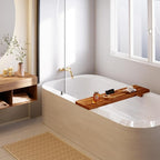Tinamo Acacia Bathtub Caddy Tray Table | 35x9 Inch Large Bath Tub Tray Wooden | Anti-Tipping, Sustainable Tub Tray for Bathtub | Bathtub Accessories Holders for Bathtub (Acacia, 35x9)